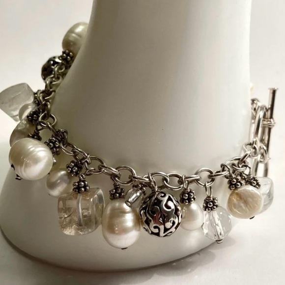 Silpada Rare Hostess Cha~Cha Beaded Sterling Silver, Pearl and Quartz Bracelet - Picture 2 of 15